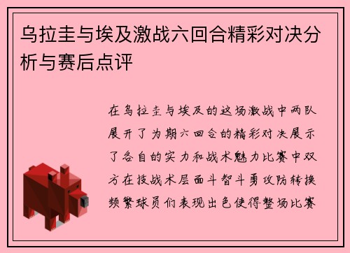 乌拉圭与埃及激战六回合精彩对决分析与赛后点评